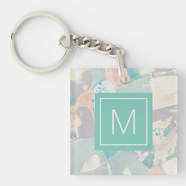 Add Your Initial | White Rock Pastel Keychain (Front)