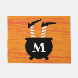 Add Your Initial Witch in a Witch's Cauldron Doormat