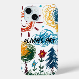 Add your Kid's Artwork to this iPhone 15 Case