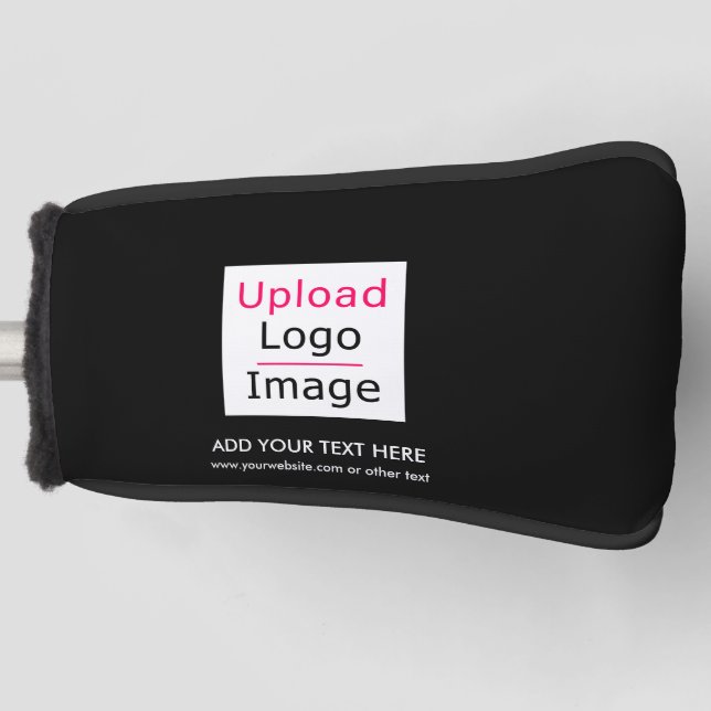 Add Your Logo and Custom Text Modern Business Chic Golf Head Cover (Front)