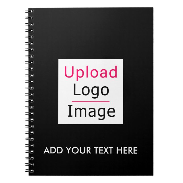 Add Your Logo and Custom Text Modern Business Chic Notebook (Front)