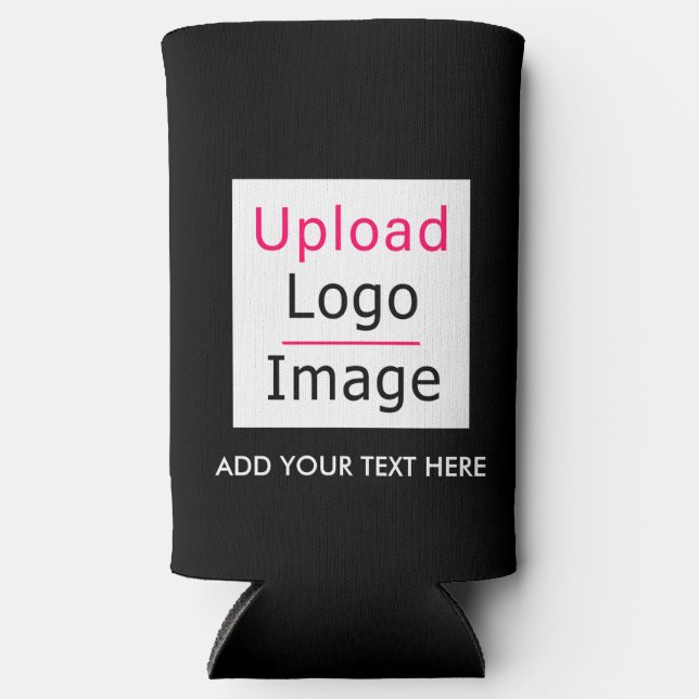 Add Your Logo and Custom Text Modern Business Chic Seltzer Can Cooler (Front)