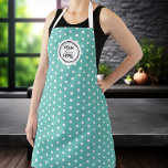 Add Your Logo Baking Cooking Apron<br><div class="desc">Discover the charm of our custom cooking apron. Uniquely designed with a vibrant teal background and vintage polka dot pattern, this apron is truly one-of-a-kind. Customize the colour to suit your personal style or match your kitchen decor, and make it your own with your logo. This apron isn't just a...</div>