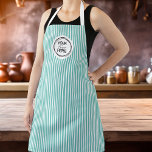 Add Your Logo Baking Cooking Teal Apron<br><div class="desc">Discover the charm of our custom cooking apron. Uniquely designed with a vibrant teal background and vintage pin stripe pattern, this apron is truly one-of-a-kind. Customize the colour to suit your personal style or match your kitchen decor, and make it your own with your logo. This apron isn't just a...</div>