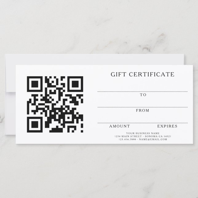 Add Your Logo Beauty Gift Certificate QR Code (Back)