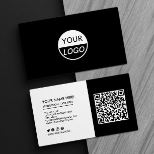 Add Your Logo Black and White Professional Busines Business Card