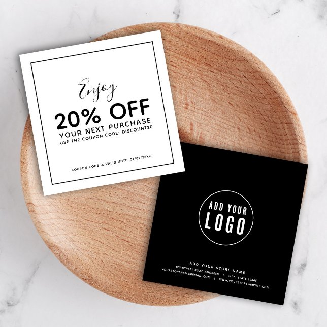 Add Your Logo Black Border Editable Colour Discount Card (Creator Uploaded)
