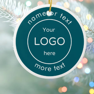 Add your logo blue Business Christmas Ornament