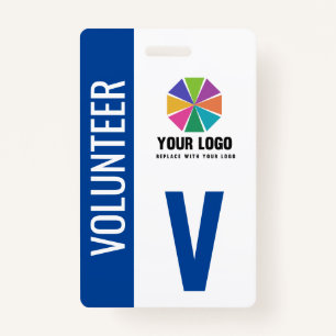 Add Your Logo Blue Volunteer Badge