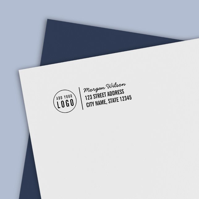 Add Your Logo Bold Separator Script Name Address Self-inking Stamp (Creator Uploaded)