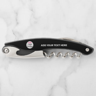 Add Your Logo Business Chic Customizable Black Corkscrew