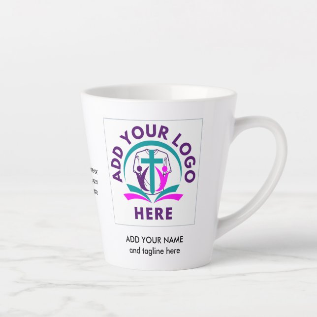 ADD YOUR LOGO Business Church Merchandise Latte Mug (Right)