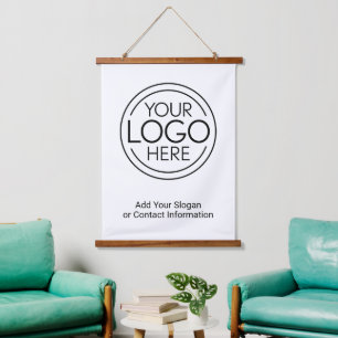 Add Your Logo Business Corporate Modern Minimalist Hanging Tapestry
