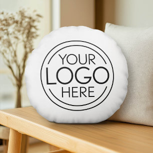 Add Your Logo Business Corporate Modern Minimalist Round Pillow
