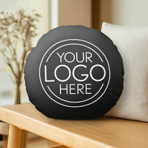 Add Your Logo Business Corporate Modern Minimalist Round Pillow