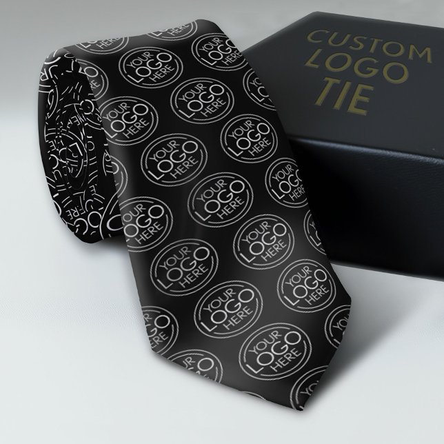 Add Your Logo Business Corporate Modern Minimalist Tie (Custom Logo Neck Ties)