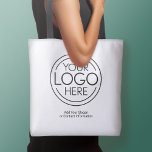 Add Your Logo Business Corporate Modern Minimalist Tote Bag<br><div class="desc">Perfect for an office convention or presentation gift, these logo bags are simple in design. You can change the background colour to match the colour that coordinates with your company logo. The extra lines of type can be used for company contact information or for a place to add a special...</div>