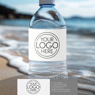 Add Your Logo Business Corporate Modern Minimalist Water Bottle Label