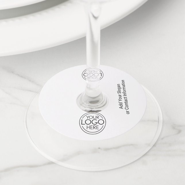 Add Your Logo Business Corporate Modern Minimalist Wine Glass Tag (Close Up)