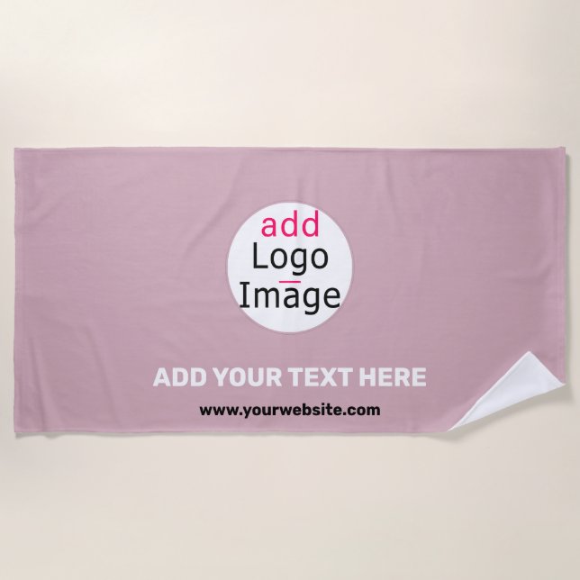 Add Your Logo Business Customizable Dusty Rose Hue Beach Towel (Front)
