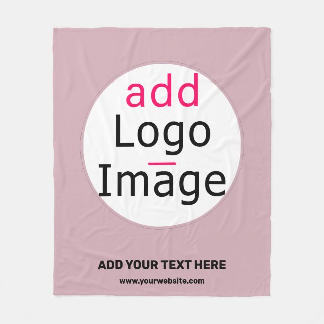 Add Your Logo Business Customizable Dusty Rose Hue Fleece Blanket (Front)