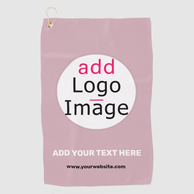 Add Your Logo Business Customizable Dusty Rose Hue Golf Towel (Front)