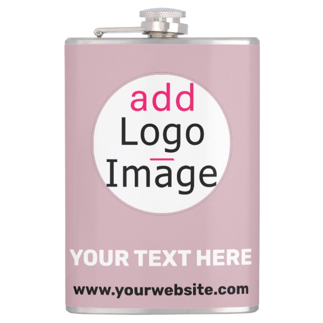 Add Your Logo Business Customizable Dusty Rose Hue Hip Flask (Front)