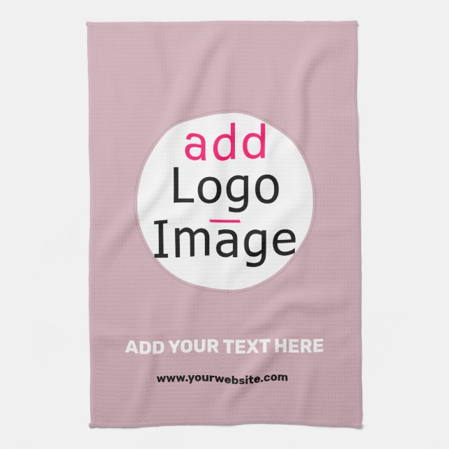 Add Your Logo Business Customizable Dusty Rose Hue Kitchen Towel (Vertical)