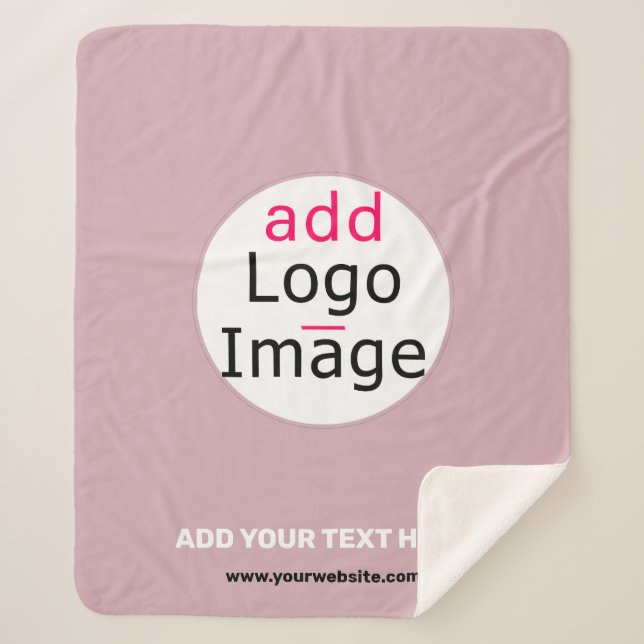Add Your Logo Business Customizable Dusty Rose Hue Sherpa Blanket (Front)