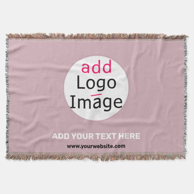 Add Your Logo Business Customizable Dusty Rose Hue Throw Blanket (Front)
