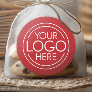 Add Your Logo Business Modern Minimalist - Red Classic Round Sticker