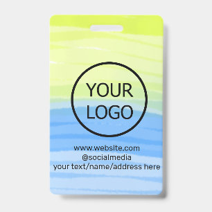 add your logo business name text watercolor addres badge