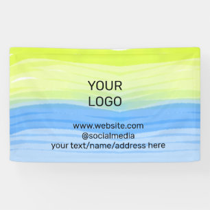 add your logo business name text watercolor addres banner