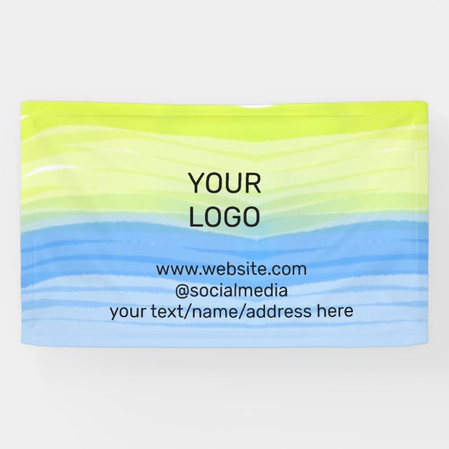 add your logo business name text watercolor addres banner (Horizontal)