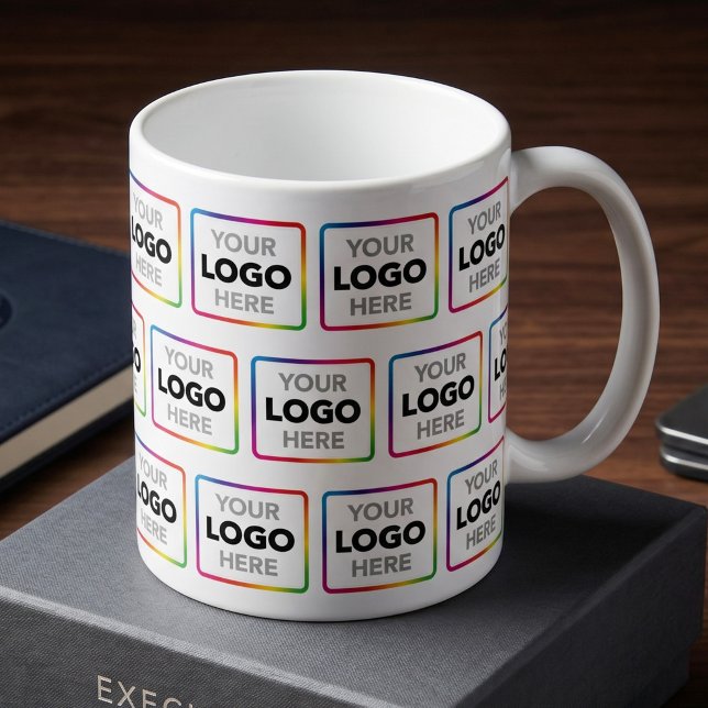 Add Your Logo Business Promo Mug - Logo Pattern (Creator Uploaded)