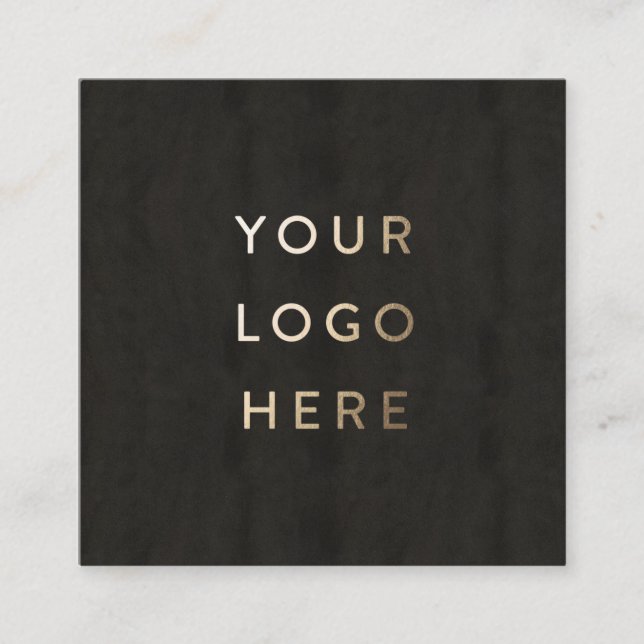 Add Your Logo Chalkboard Black Simple Modern Square Business Card (Front)