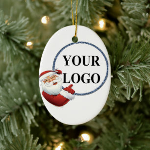 Add Your Logo Christmas Holiday Ceramic Ornament