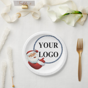 Add Your Logo Christmas Holiday Paper Plate
