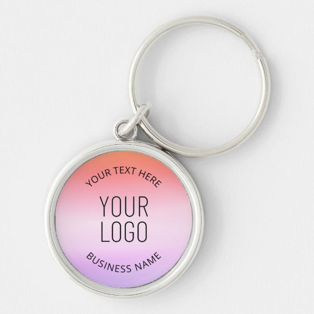Add Your Logo | Colourful Sunset Gradient Colours  Keychain (Front)