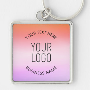 Add Your Logo   Colourful Sunset Gradient Colours  Keychain