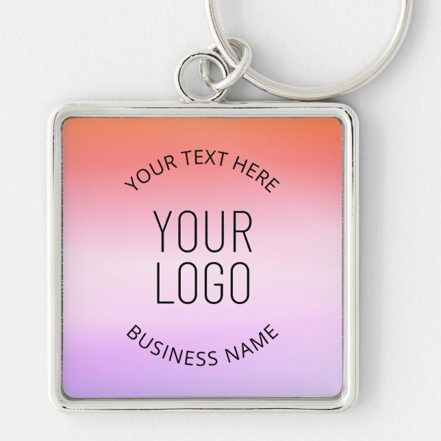 Add Your Logo | Colourful Sunset Gradient Colours  Keychain (Front)