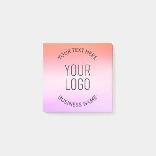 Add Your Logo   Colourful Sunset Gradient Colours  Post-it Notes