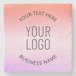 Add Your Logo Colourful Sunset Gradient Colours Stone Coaster