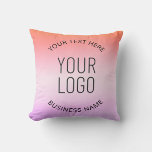 Add Your Logo Colourful Sunset Gradient Colours Throw Pillow