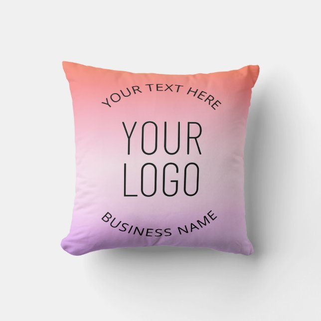 Add Your Logo | Colourful Sunset Gradient Colours  Throw Pillow (Front)