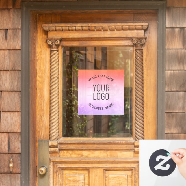 Add Your Logo | Colourful Sunset Gradient Colours  Window Cling (Home Door)