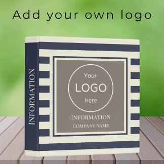 Add your logo Company striped beige blue Binder 