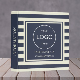 Add your logo Company striped navy blue Binder 