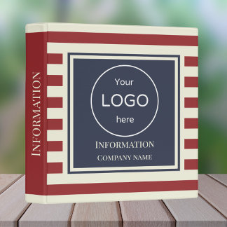 Add your logo Company striped red blue Binder 