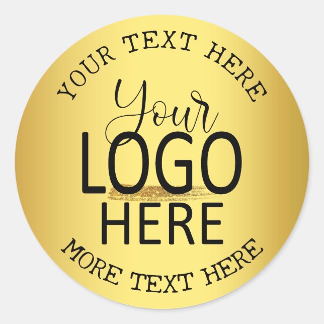 Add Your Logo Create Your Own Small Business Gold Classic Round Sticker (Front)